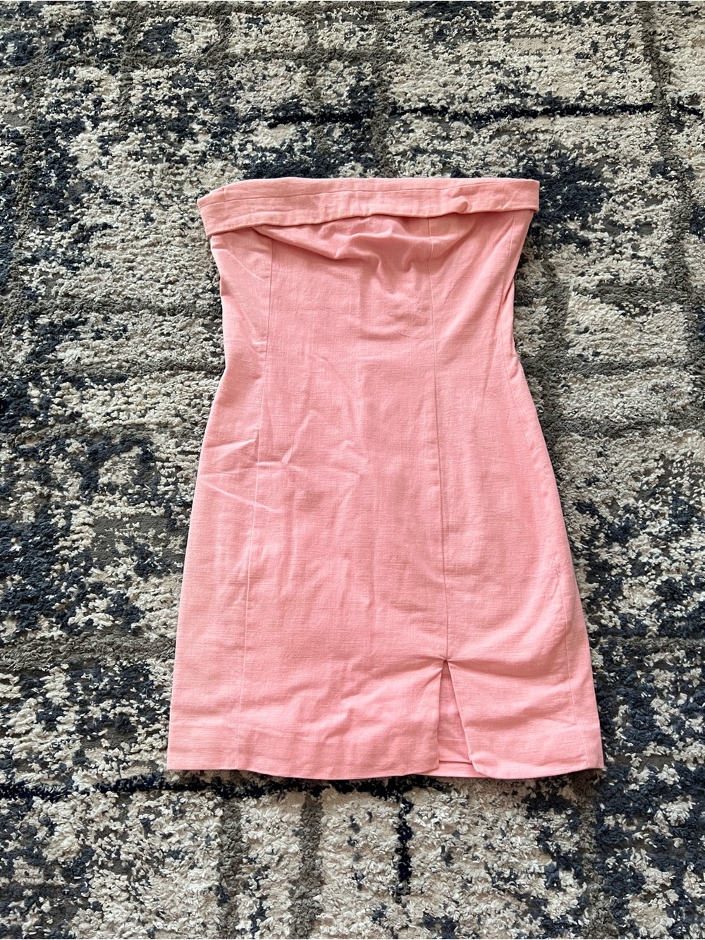 Mable Strapless Pink Linen-Blend Mini Dress